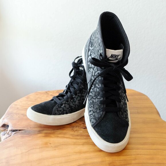NIKE PRIMO COURT MID SZ 7 BLACK SUEDE LEOPARD LIMITED EDITION TRAINERS - Picture 1 of 7